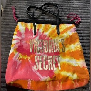 Victoria's Secret Vibrant Tie-Dye Tote - Pink, Orange, Yellow